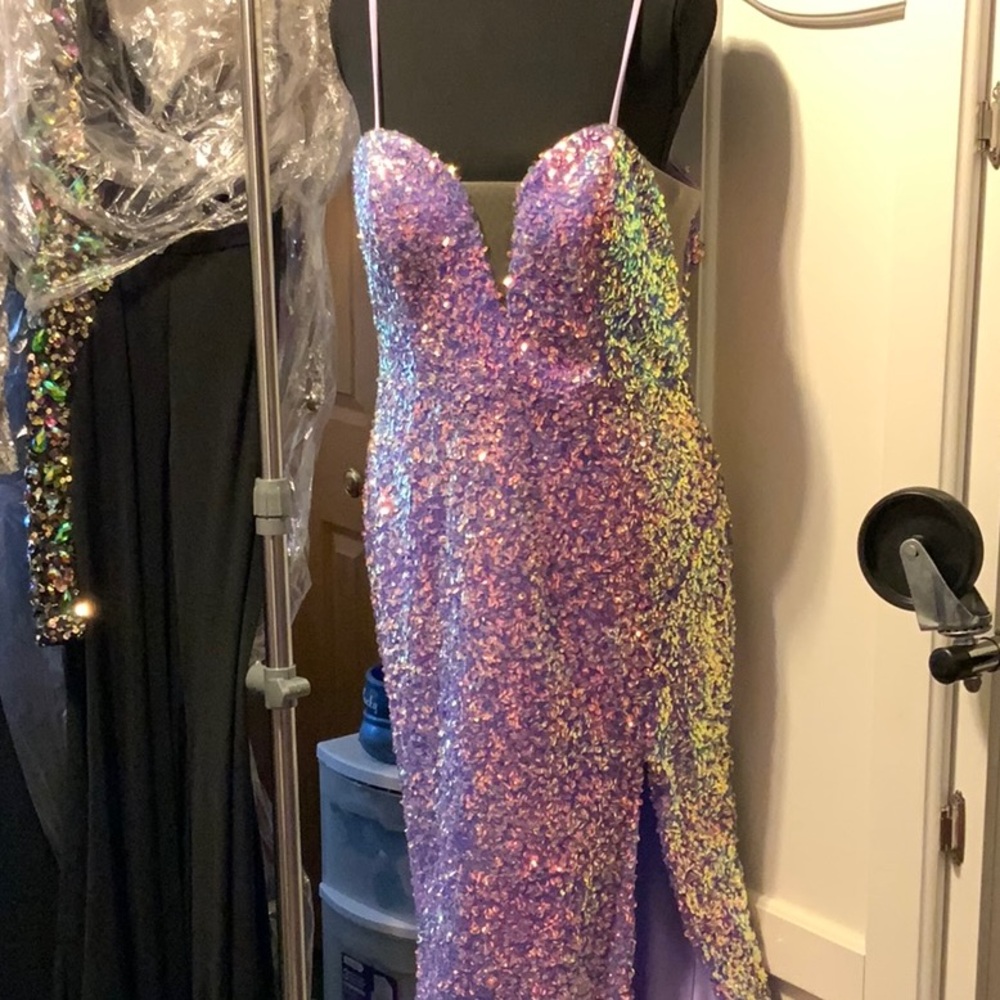 Stunning Purple Sequin Gown Sz 10 completely sequined
